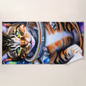 Galaxy Astronaut Cat Strandlaken (Voorkant)
