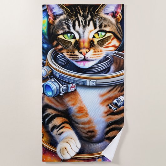 Galaxy Astronaut Cat Strandlaken (Voorkant)