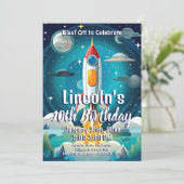 Galaxy Astronaut Space Shuttle Rocketship Verjaard Kaart (Staand voorkant)