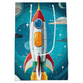 Galaxy Astronaut Space Shuttle Rocketship Verjaard Medium Cadeauzakje (Achterkant)