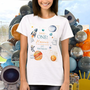 Galaxy Avontuur Ruimtejongen Eerste Verjaardag 1e T-shirt