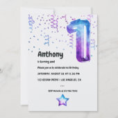 Galaxy Balloon 1er Invitation anniversaire (Devant)