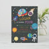 Galaxy Birthday Invitation Kaart (Staand voorkant)