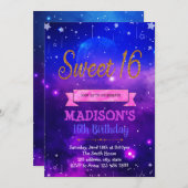 Galaxy Birthday Invitation Kaart (Voorkant / Achterkant)