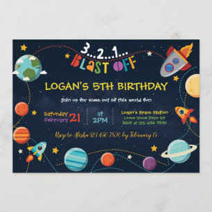 Galaxy Birthday Invitation Kaart
