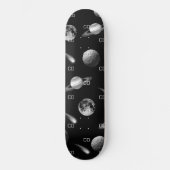Galaxy Black white monogram initialen Skateboard (Voorkant)