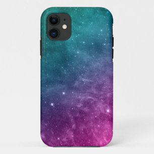 Galaxy Blauwgroen roze blauwe nebulussterren iPhone 11 Hoesje