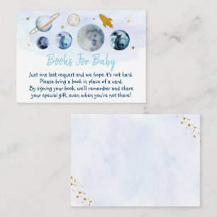 Galaxy Blue Baby shower Book Request Informatiekaartje