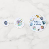 Galaxy Blue Gold Buitenspace Birthday Confetti (Voorkanten)