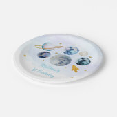 Galaxy Blue Gold Buitenspace Birthday Papieren Bordje (Gekanteld)