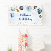 Galaxy Blue Gold Buitenspace Birthday Spandoek (Insitu)
