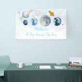 Galaxy Blue Gold Buitenspace Birthday Spandoek (Beurs)