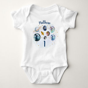 Galaxy Blue Gold Buitenspace First Birthday Romper