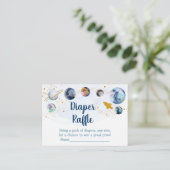 Galaxy Blue Gold Space Baby shower Diaper Raffle Informatiekaartje (Staand voorkant)