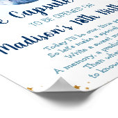 Galaxy Blue Gold Space Time Capsule 1e verjaardag Poster (Hoek)