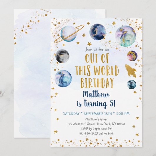 Galaxy Blue Gold uit deze werelddag Kaart (Voorkant / Achterkant)