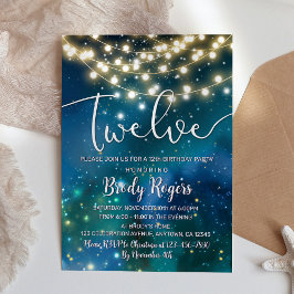 Galaxy Blue Stars String Lights Boys 12e verjaarda Kaart