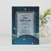 GALAXY Boys BAR MITVAH Space Blue Invitation (Debout devant)
