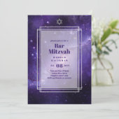 GALAXY Boys BAR MITVAH Space Purple Invitation (Debout devant)