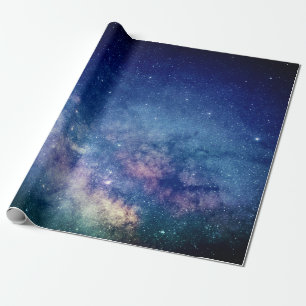 Galaxy Buitenspace Sky Stars Celestial Blue Wrapp Cadeaupapier