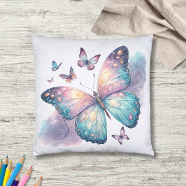 Galaxy Butterfly with Pastel Celestial Wings  Kussen