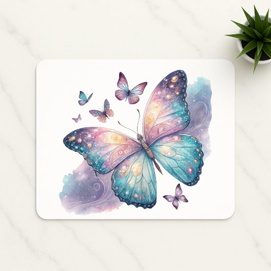 Galaxy Butterfly with Pastel Celestial Wings Muismat
