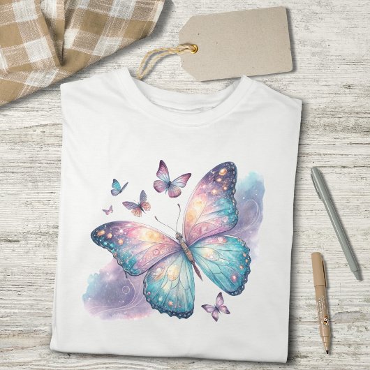 Galaxy Butterfly with Pastel Celestial Wings Tri-Blend Shirt