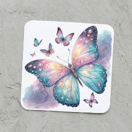 Galaxy Butterfly with Pastel Celestial Wings  Vierkante Sticker