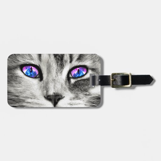 Galaxy Cat Ogen Custom Naam Bagage Label (Voorkant horizontaal)