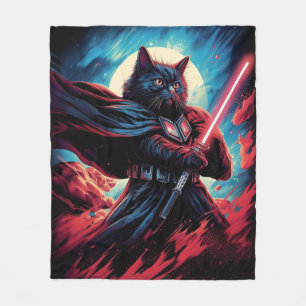 Galaxy Cat Swordsman Fleece Deken