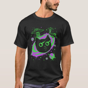 Galaxy Cat UFO Kat Met Laser Ogen Ruimte Alien GR T-shirt
