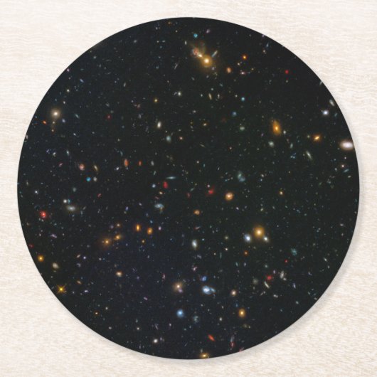 Galaxy Cluster Abell 370 Parallel Veld. Ronde Kartonnen Onderzetter (Voorkant)