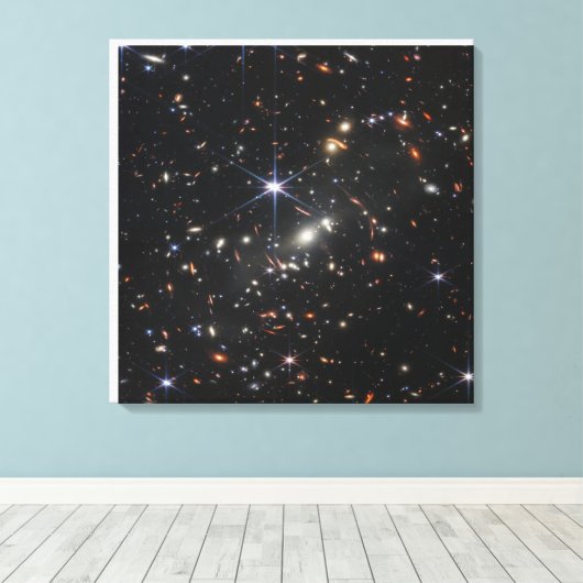 Galaxy Cluster Smacs 0723. Canvas Afdruk (Insitu (Houten vloer))