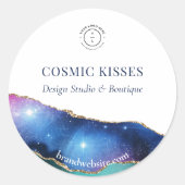 Galaxy Crystal Geode Business Logo Naam Website Ronde Sticker (Voorkant)