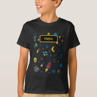 Galaxy Design T-shirt met raket en sterren voor jo