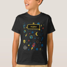 Galaxy Design Tshirt with Rocket and Stars for Boy