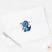 Galaxy Dinosaur met game controller Ronde Sticker (Envelop)