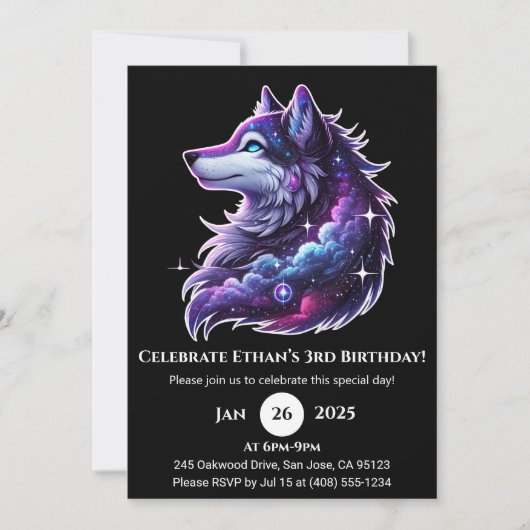 Galaxy Dream Wolf Invitation d'anniversaire (Devant)