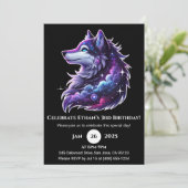 Galaxy Dream Wolf Invitation d'anniversaire (Debout devant)