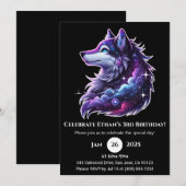 Galaxy Dream Wolf Invitation d'anniversaire (Devant / Derrière)