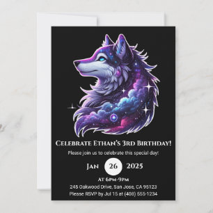 Galaxy Dream Wolf Invitation d'anniversaire