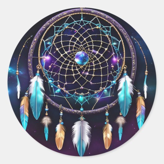 Galaxy Dreamcatcher Ronde Sticker (Voorkant)