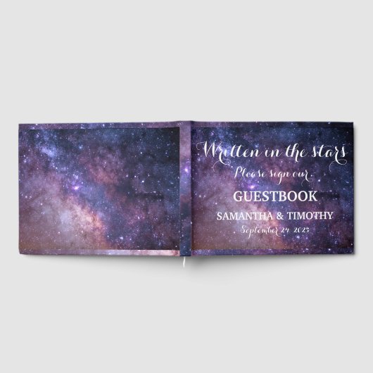 Galaxy Elegant Sterrennacht Universum Bruiloft Gastenboek (Volledig)