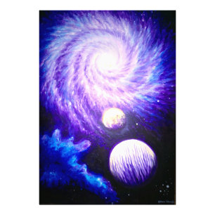 Galaxy en planeten foto afdruk