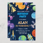 Galaxy espace garçon invitation anniversaire (Devant / Derrière)