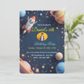 Galaxy Explorers Kids Verjaardag Uitnodiging 🚀🌌 (Staand voorkant)