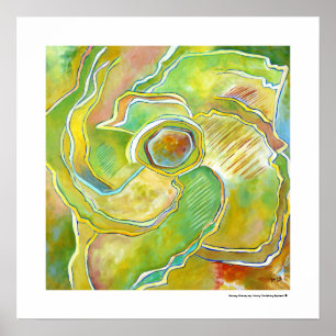 Galaxy Flower Origineel Abstract groen schilderen Poster