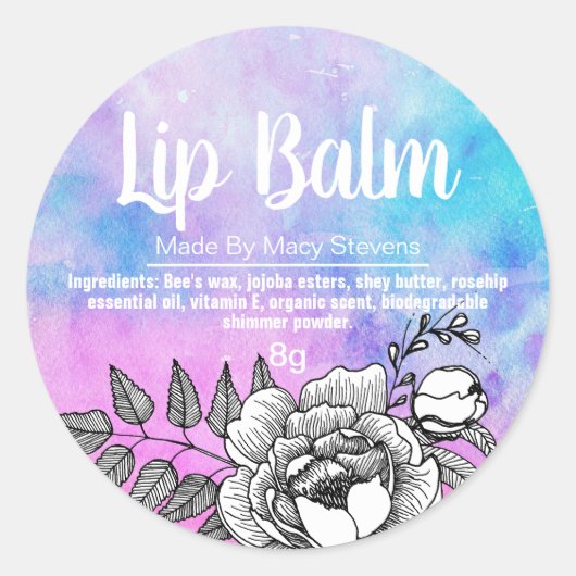 Galaxy gekleurde witte lijn Art Lip Balm Pot Label (Voorkant)