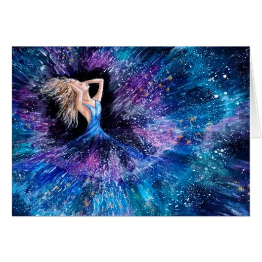 Galaxy Girl Space Star carte Burst pour elle. (Devant horizontal)