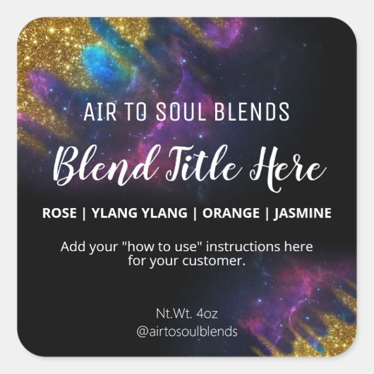 Galaxy Glitter Black Essential Oil Blend Labels (Voorkant)